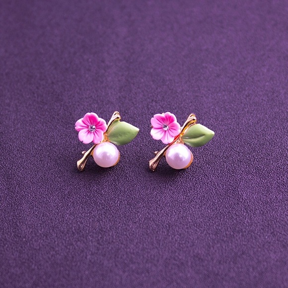 🌺Colorful Flower & Pearl Earrings - Picture 2 of 6